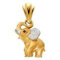 14K 2T CZ ELEPHANT PENDANT