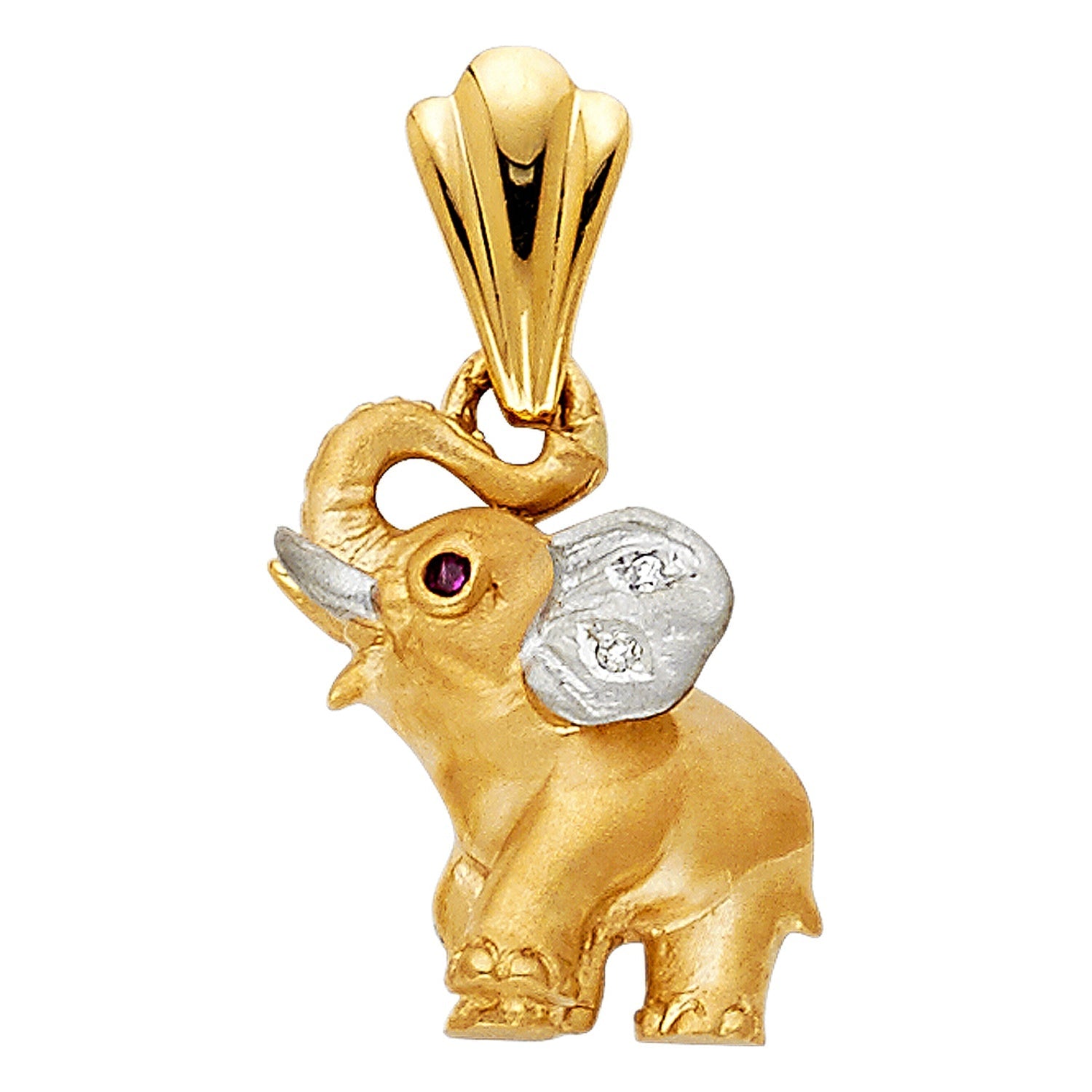 14K 2T CZ ELEPHANT PENDANT