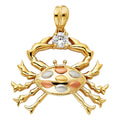 14K 3C CZ CRAB PENDANT