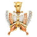 14K 3C CZ BUTTERFLY PENDANT