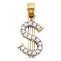 14K 2T CZ DOLLAR SIGN PENDANT