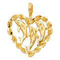 14KY HEART W/ DOLPHIN PENDANT
