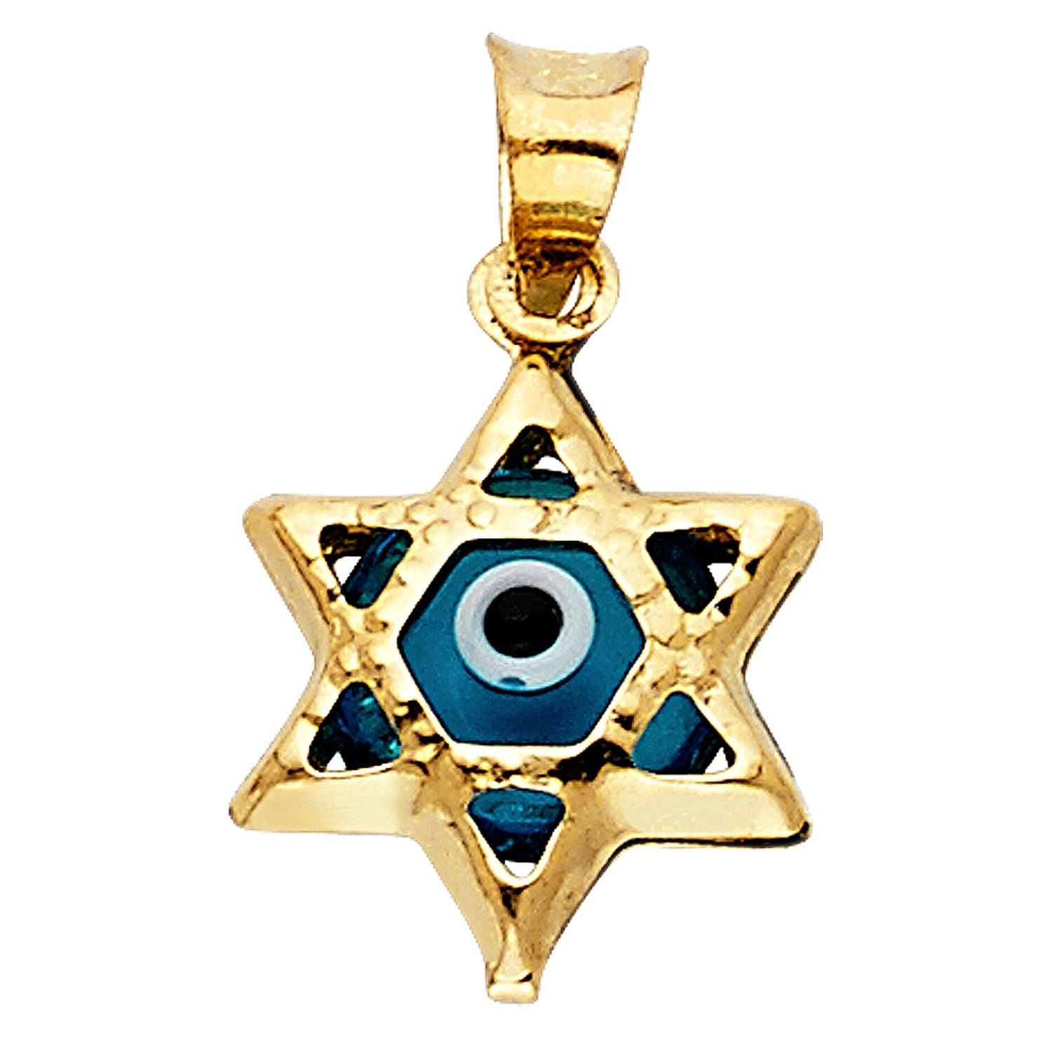 14KY EVIL EYE STAR PENDANT