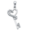 14KW CZ HEART DESIGN KEY PENDANT