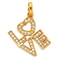 14KY CZ LOVE PENDANT