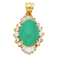 14KY CZ W/ JADE PENDANT