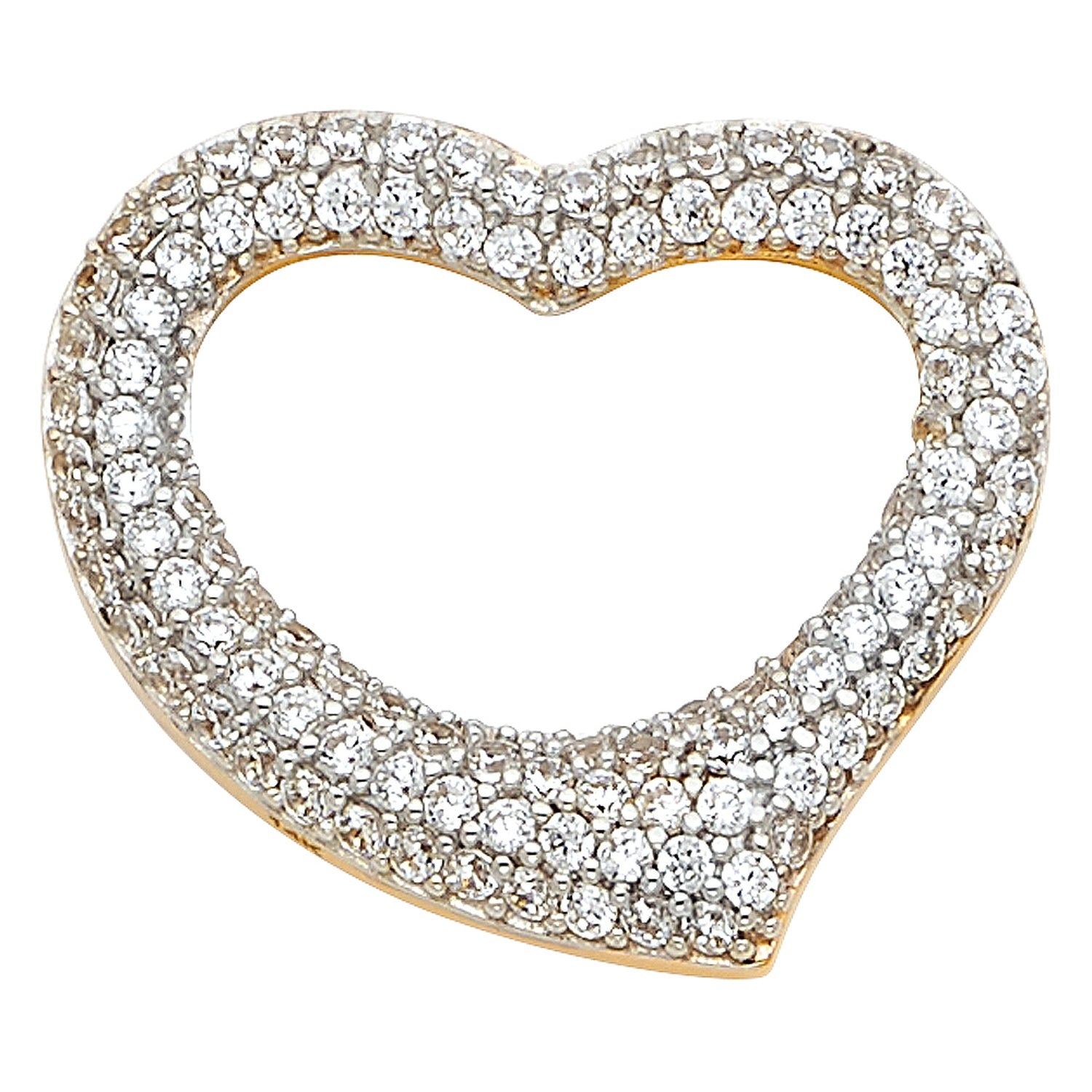 14K 2T CZ HEART PENDANT