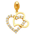14KY CZ DOUBLE HEART PENDANT