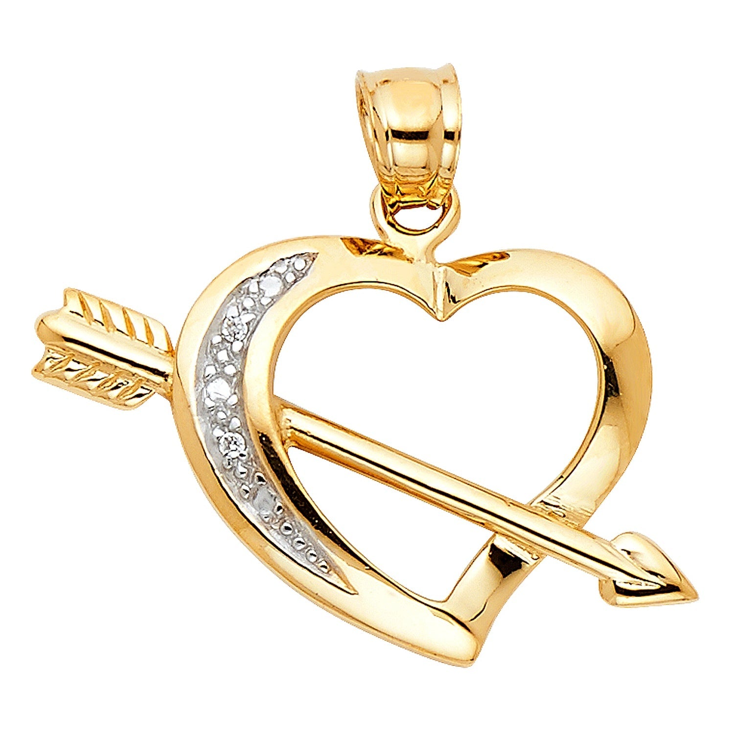14K 2T HEART W/ ARROW PENDANT