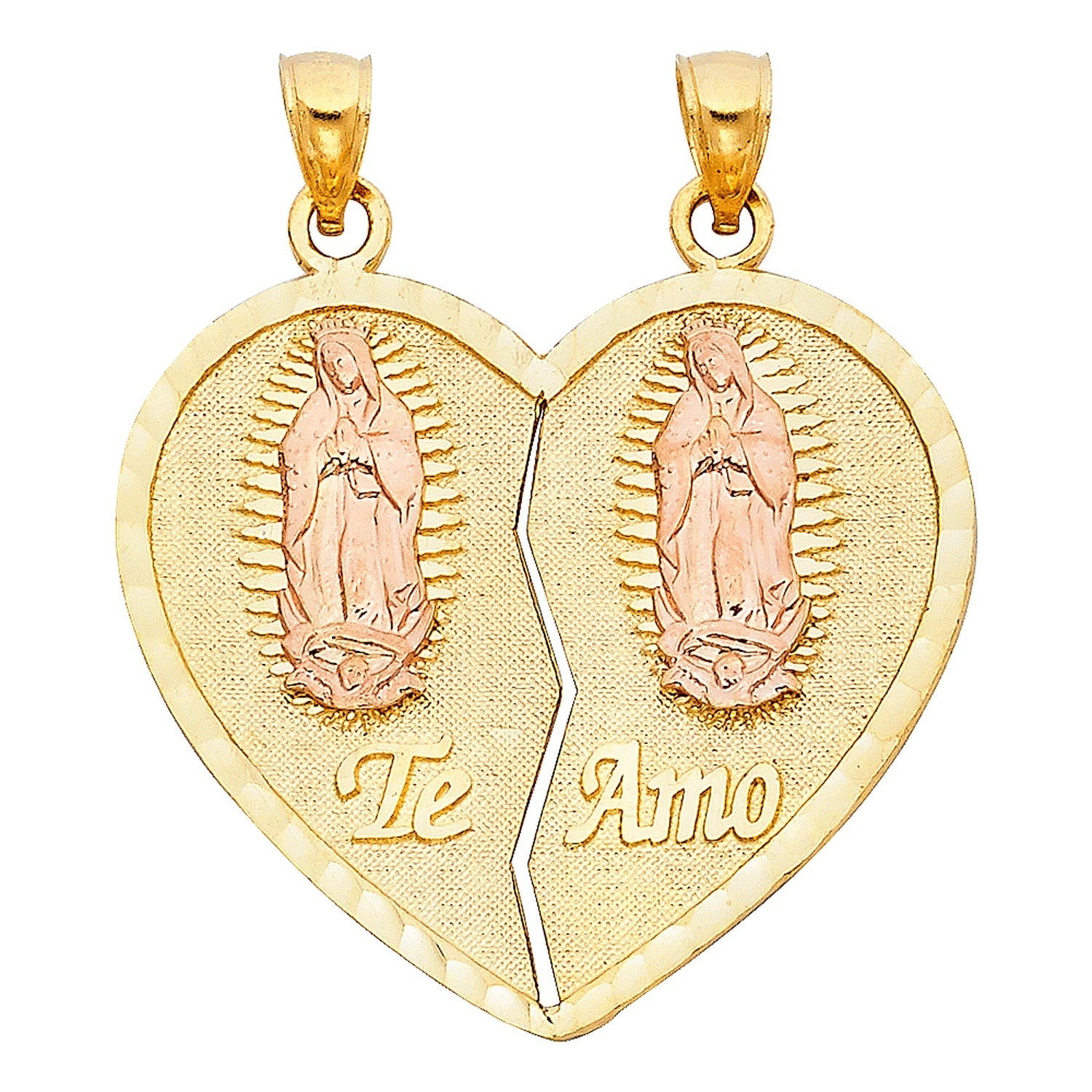 14K 2T TE AMO HEART 2 PIECE PENDANT