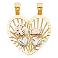 14K 3C TE AMO HEART 2 PIECE PENDANT
