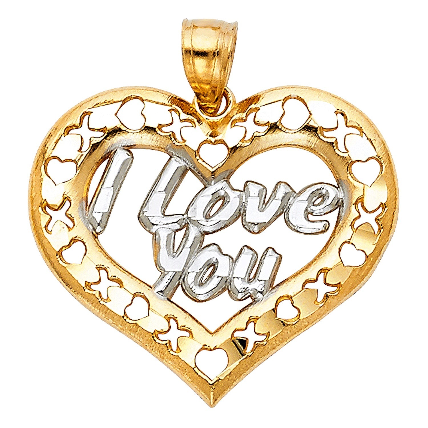 14K 2T I LOVE YOU HEART PENDANT