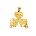 14KY HEART 3 PIECE PENDANT