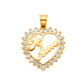 14KY CZ TE AMO HEART PENDANT