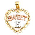 14K 3C 15 YEARS HEART PENDANT