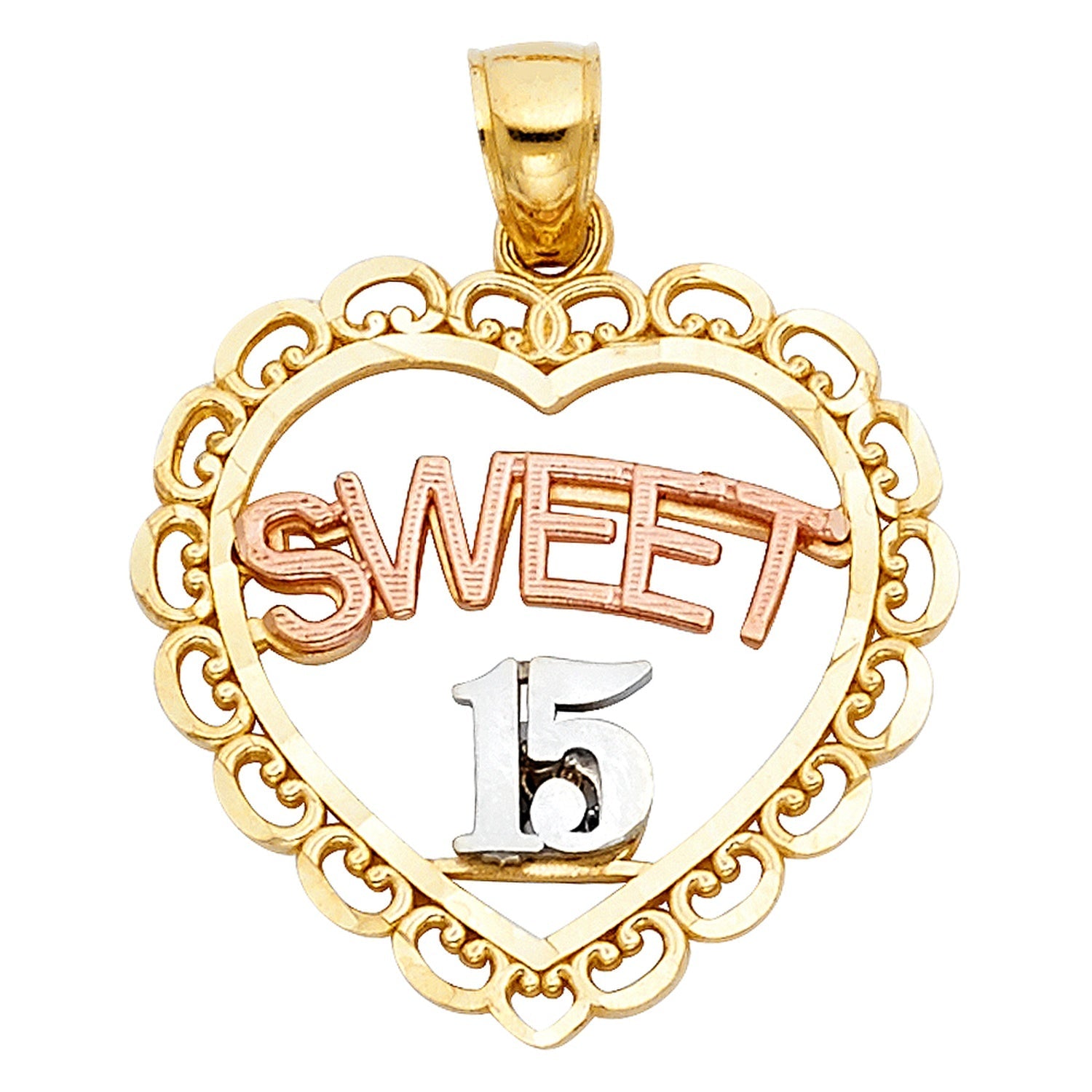 14K 3C 15 YEARS HEART PENDANT