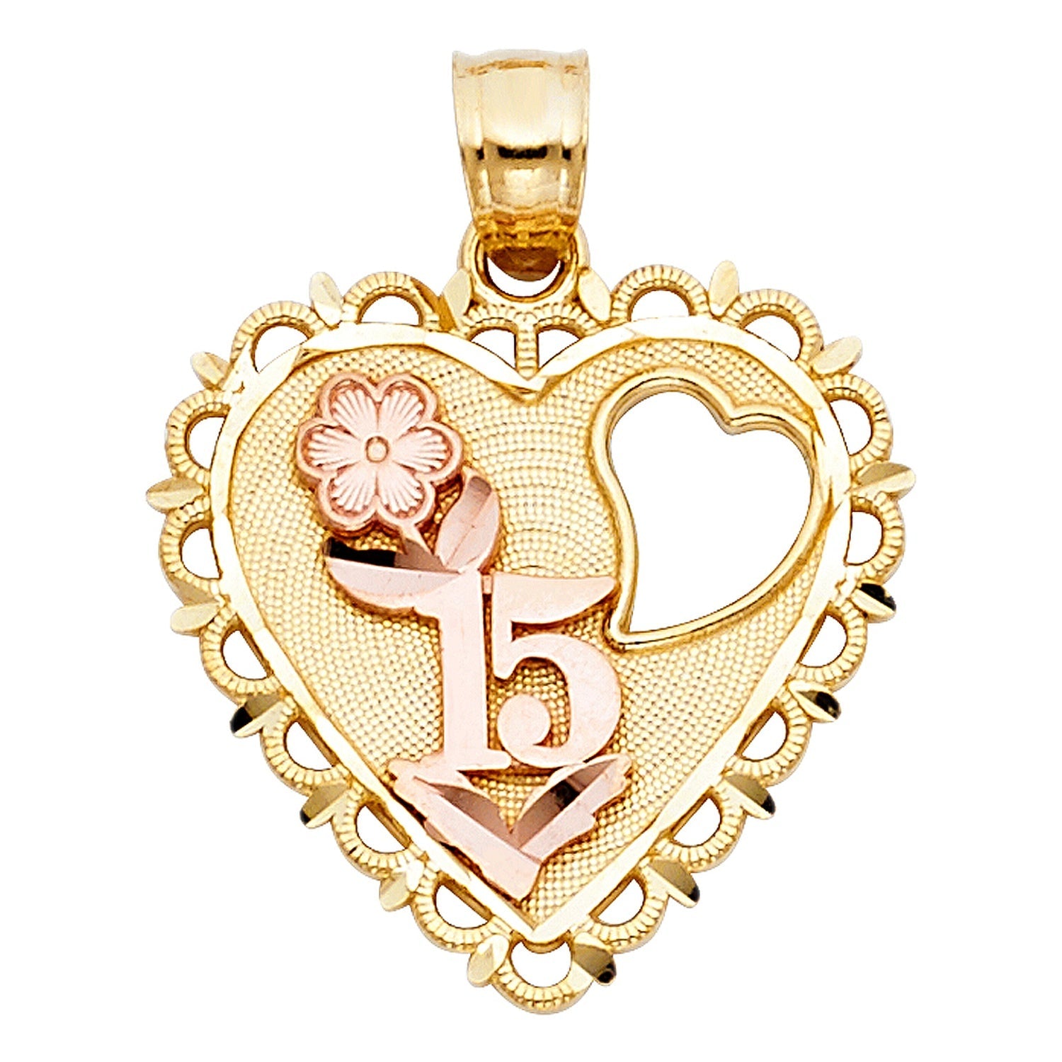 14K 2C 15 YEARS HEART PENDANT