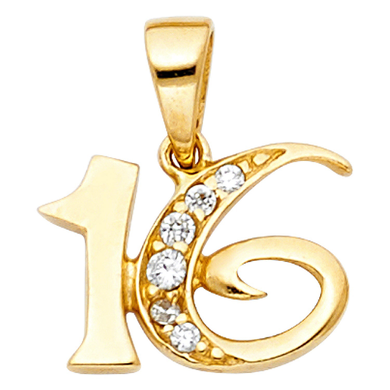 14KY CZ 16 YEARS PENDANT