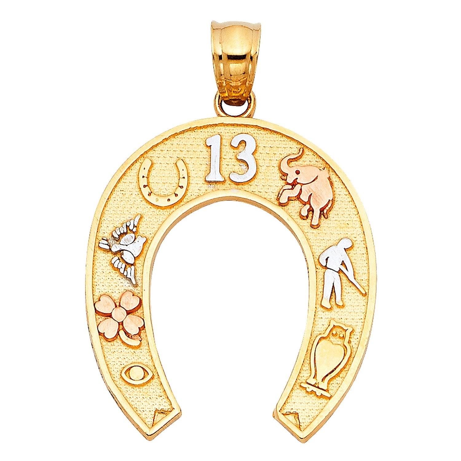14K 3C LUCKY HORSESHOE PENDANT