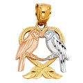 14K 3C HEART W/ BIRD PENDANT