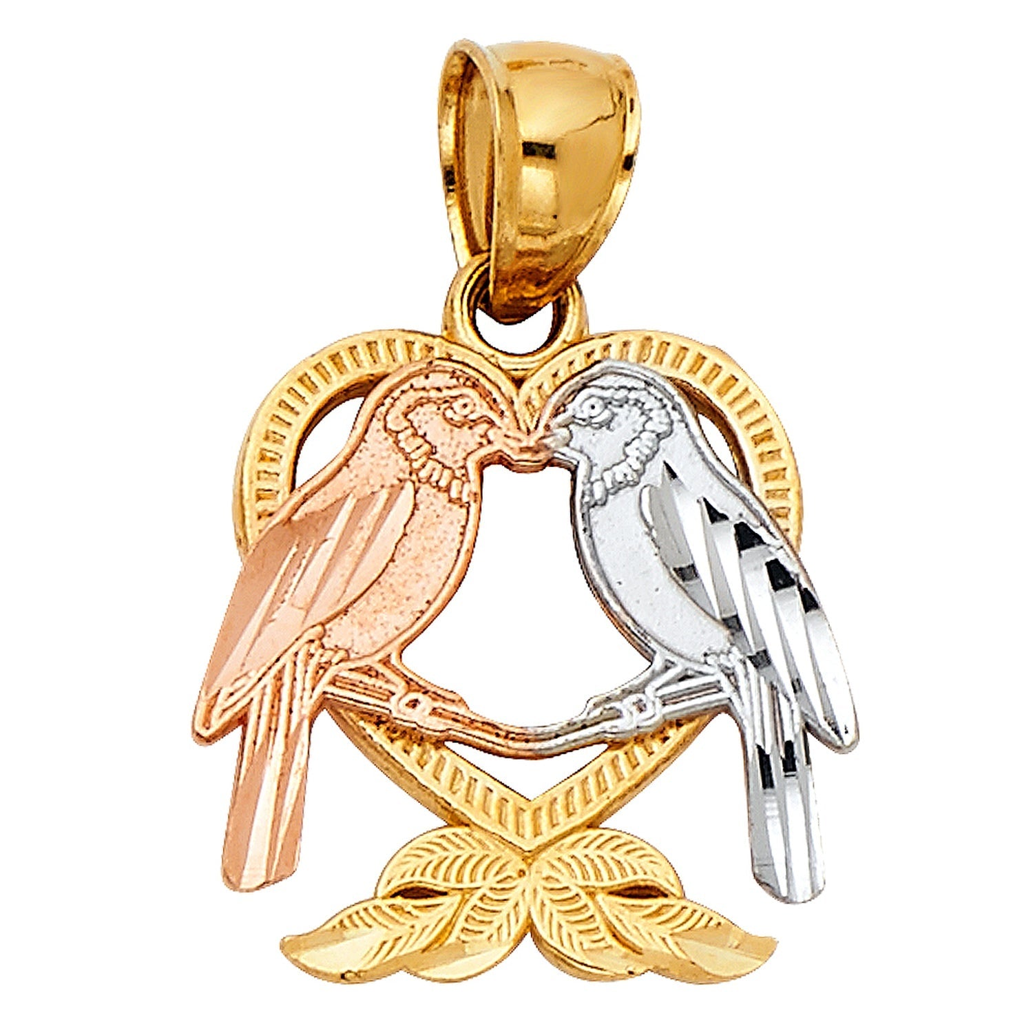 14K 3C HEART W/ BIRD PENDANT