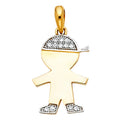 14K 2T CZ BOY PENDANT