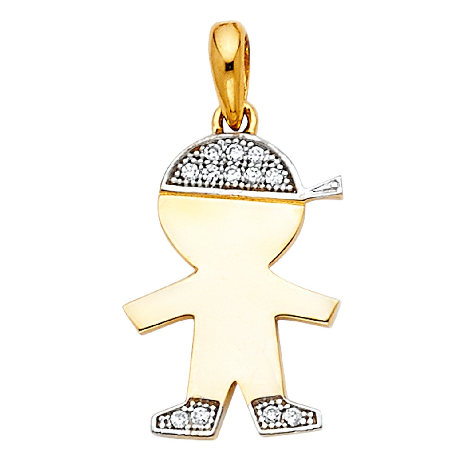 14K 2T CZ BOY PENDANT