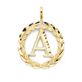 14KY INITIAL WREATH PENDANT B