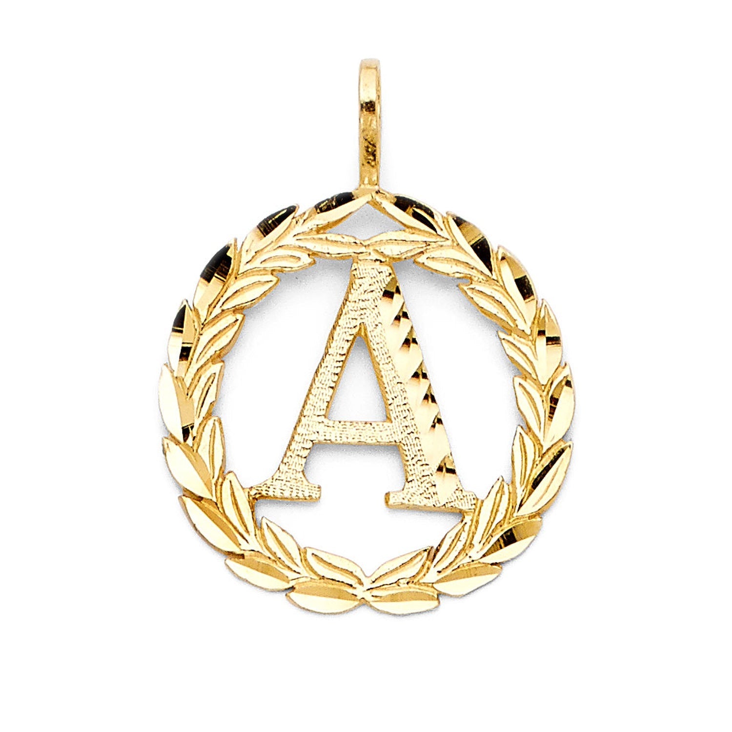 14KY INITIAL WREATH PENDANT B