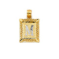 14K 2T INITIAL SQUARE PENDANT M