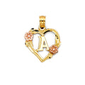 14K 2C INITIAL HEART PENDANT W