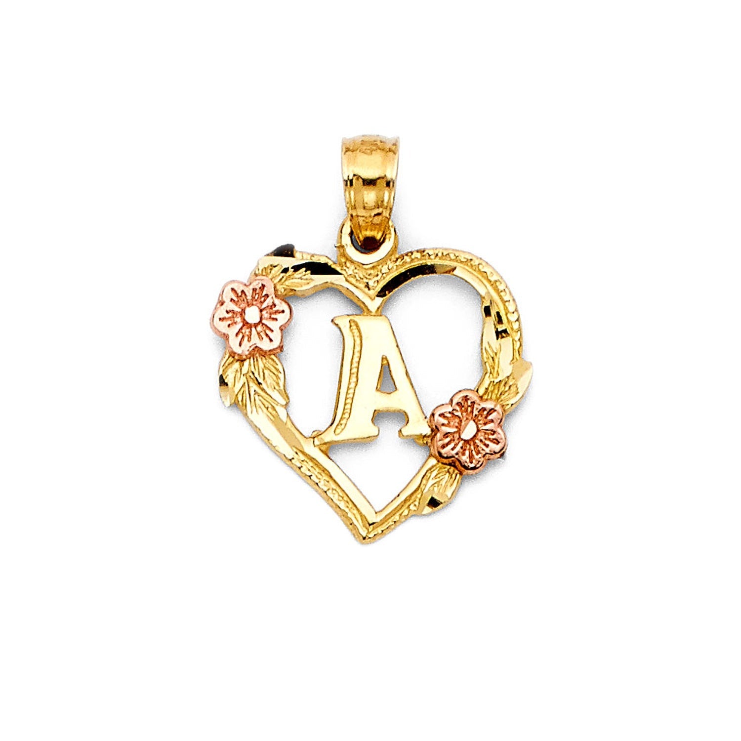14K 2C INITIAL HEART PENDANT W
