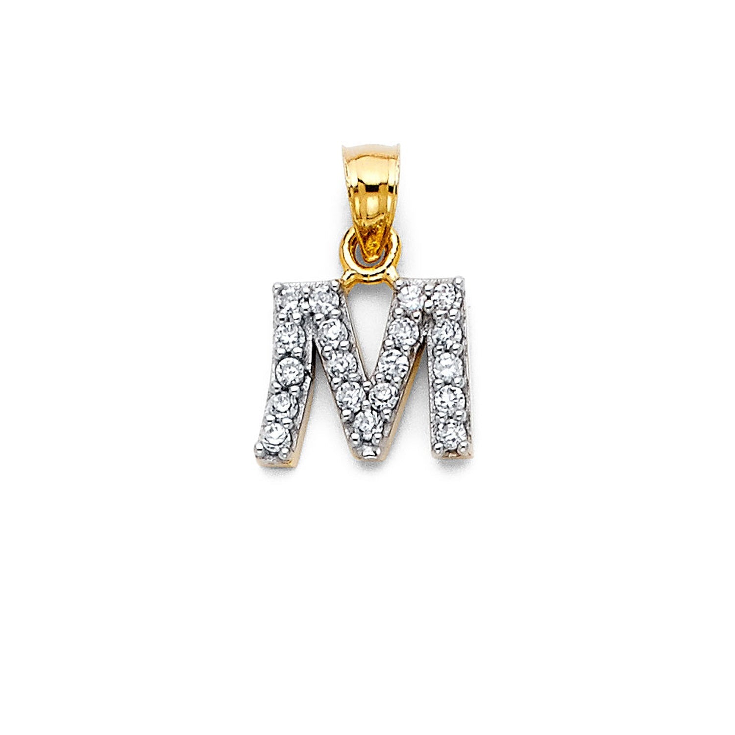 14K 2T CZ INITIAL PENDANT W