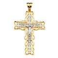 14K 2Tone CZ Crucifix Cross Pendant