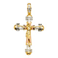 14K 3Color CZ Crucifix Cross Pendant