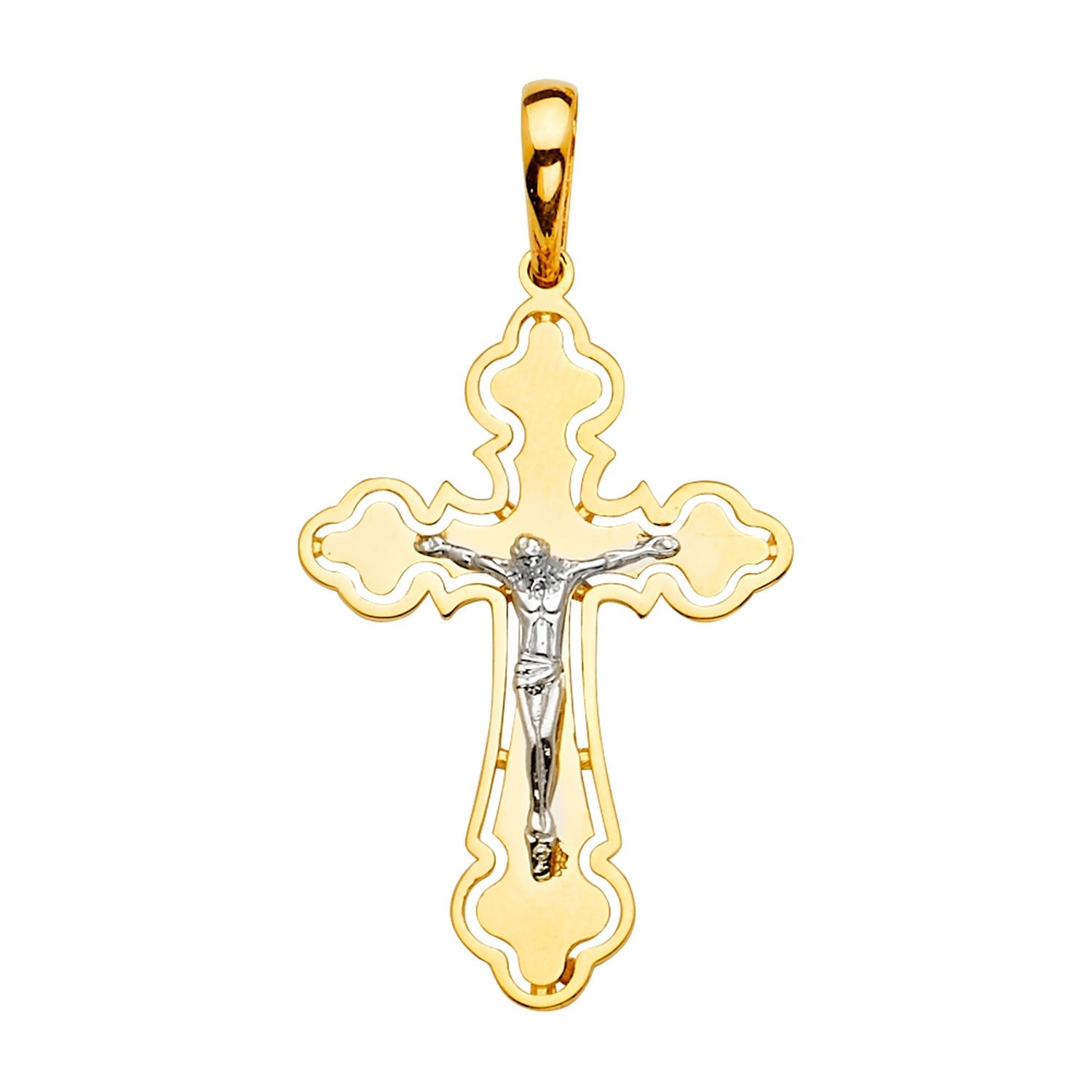 14K 2Tone Crucifix Cross Pendant