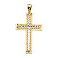 14K 2Tone Cross Pendant