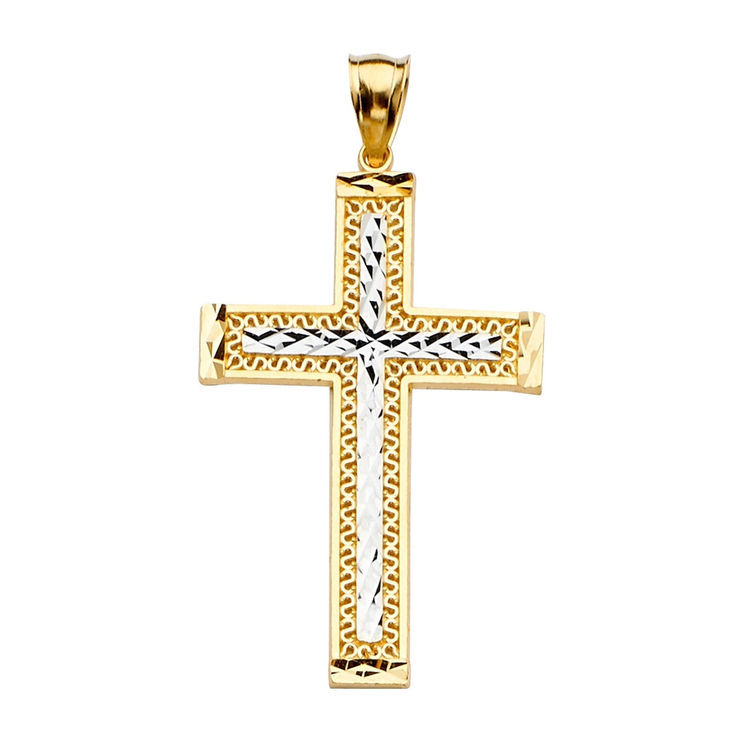 14K 2Tone Cross Pendant