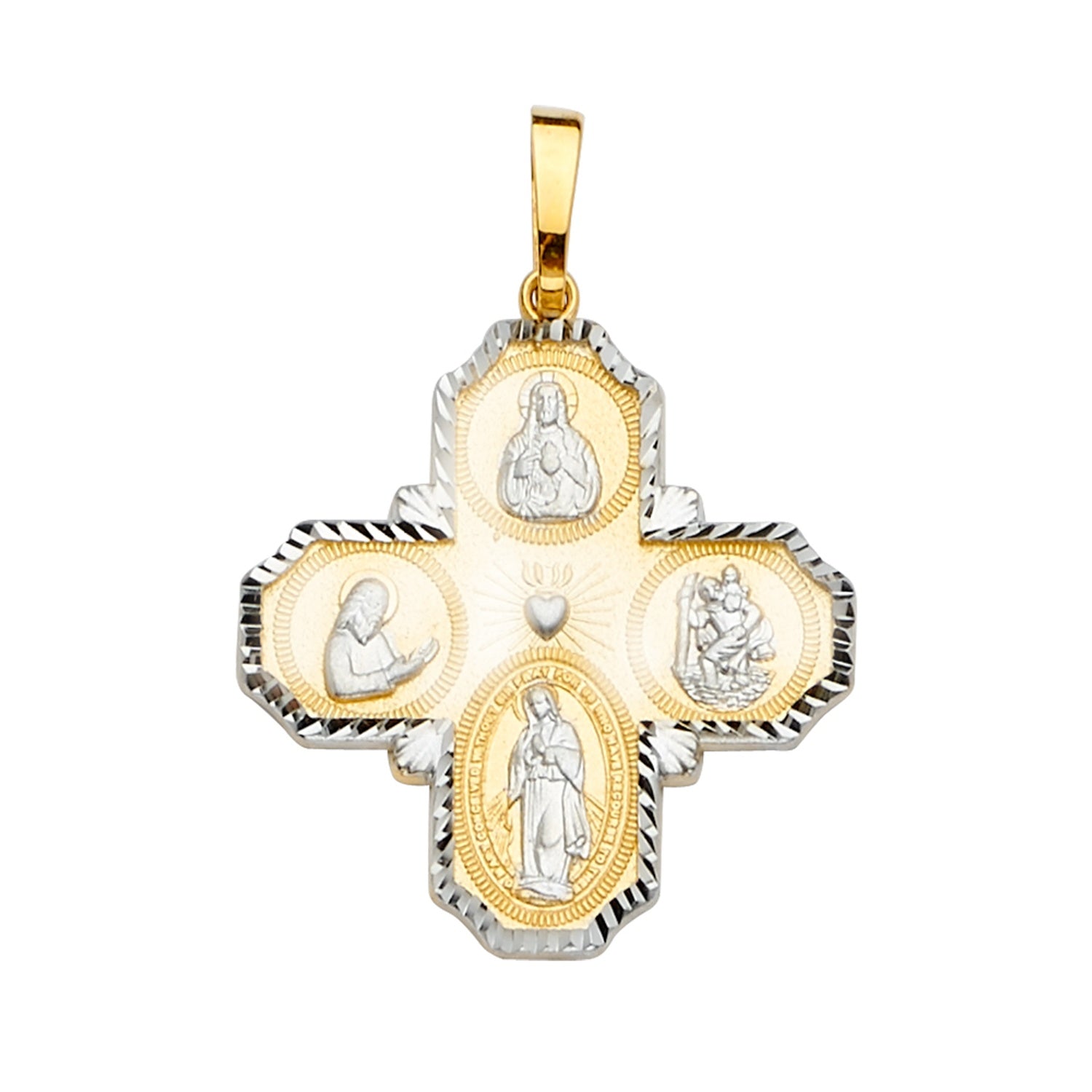 14K 2T Four-Way Cross Pendant