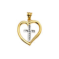14K 2Tone Heart Pendant w/Cross