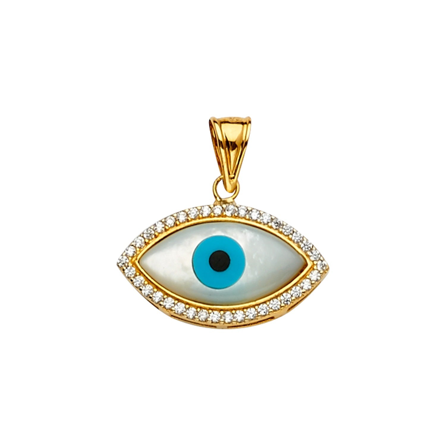 14KY MOP+CZ Evil Eye Pendant