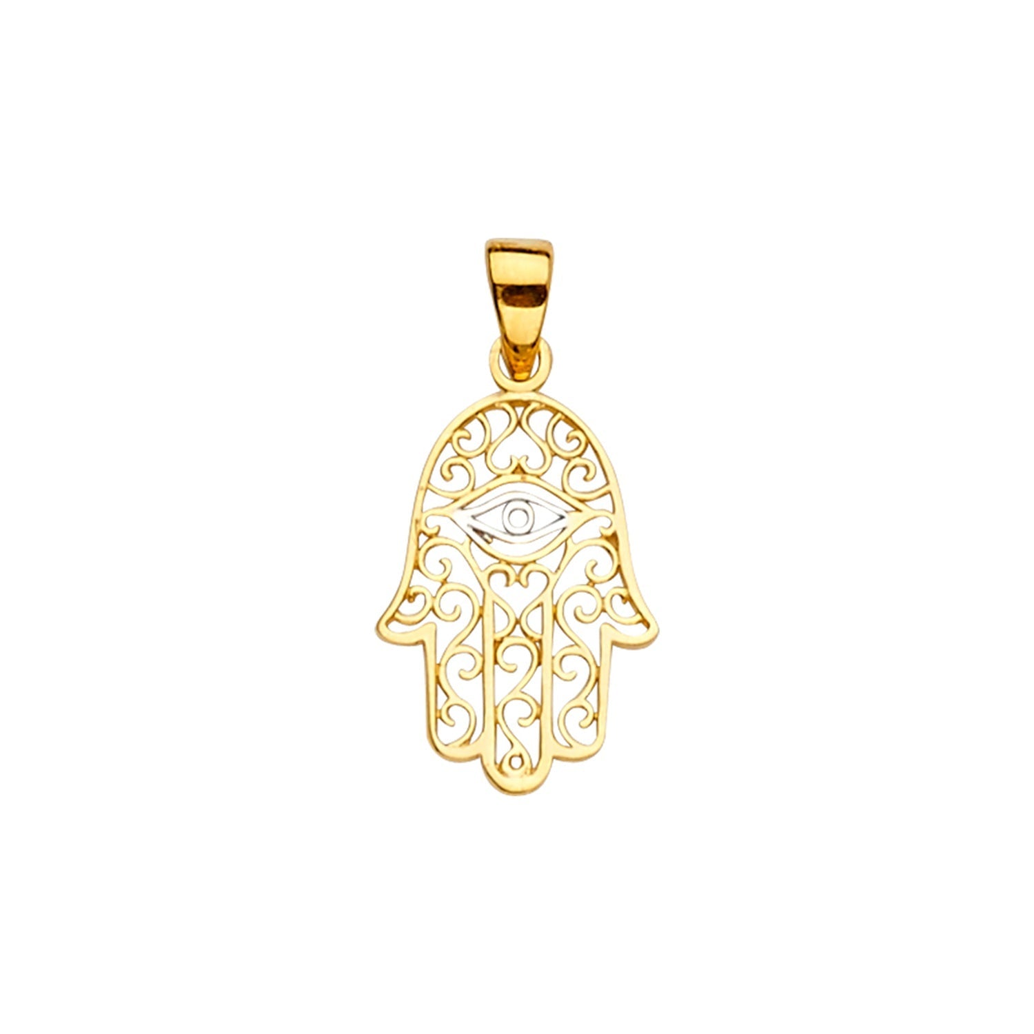 14K 2T Hamsa Pendant