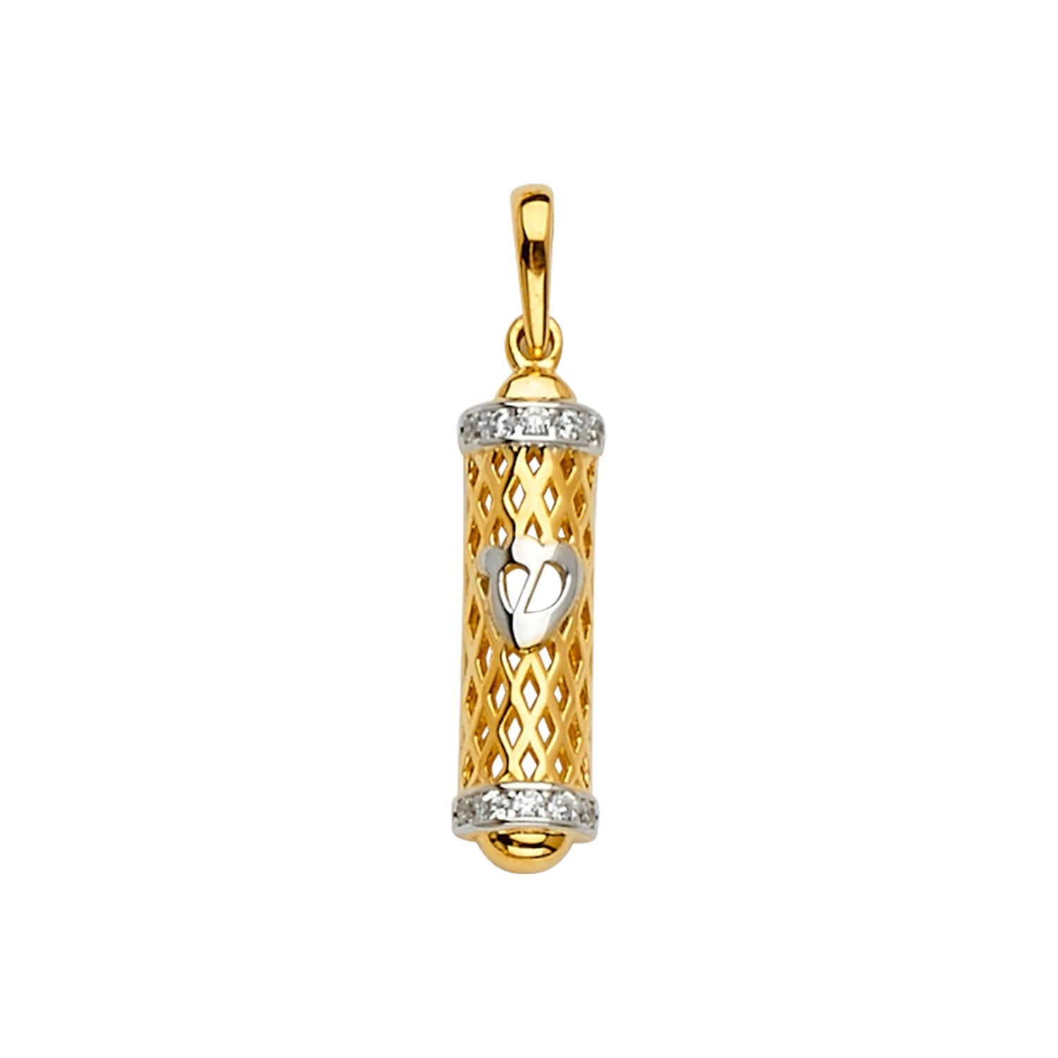 14K 2Tone Mezuzah Pendant