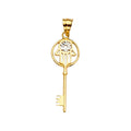 14K 2Tone Hamsa Key Pendant