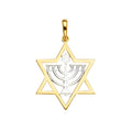 14K 2T Stone Menorah Pendant