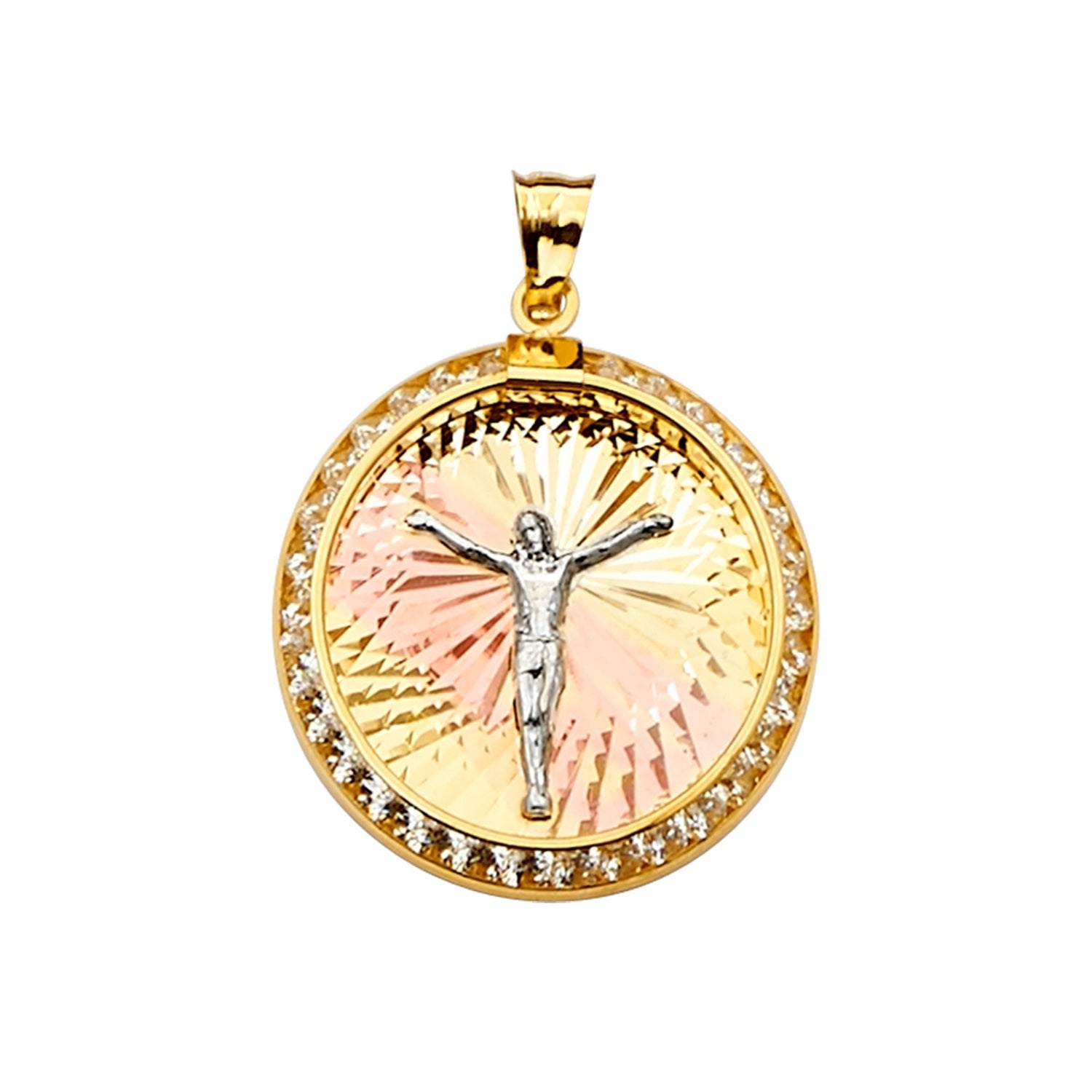 14K 3Color Jesus Medal Pendant