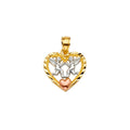 14K 3C Heart Pendant w/Angeles