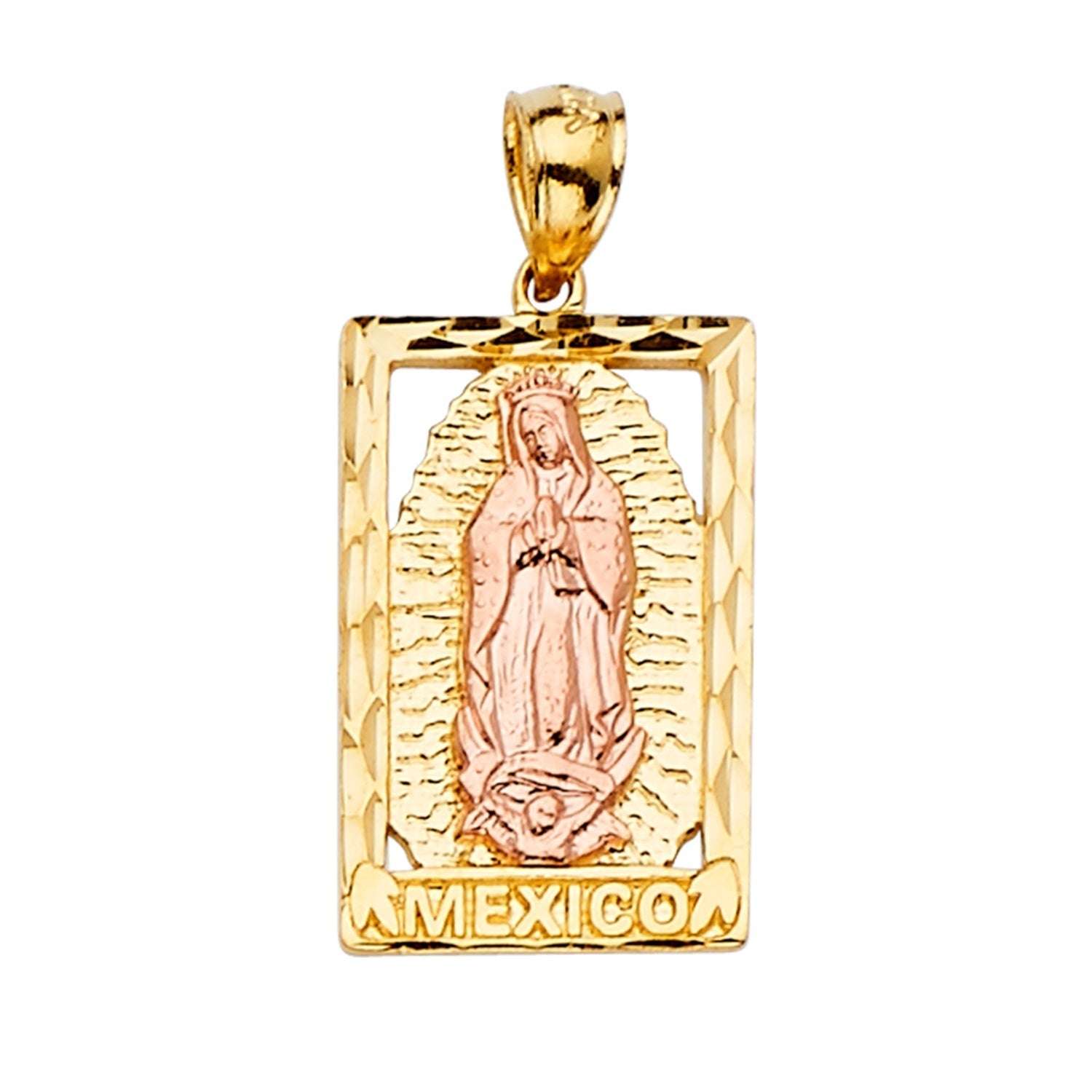 14K 2Tone Guadalupe Retangular Pendant