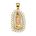 14K 3Color CZ Guadalupe Pendant