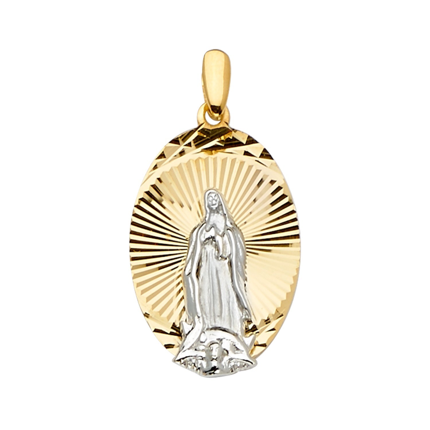 14K 2Tone Guadalupe Medal Pendant